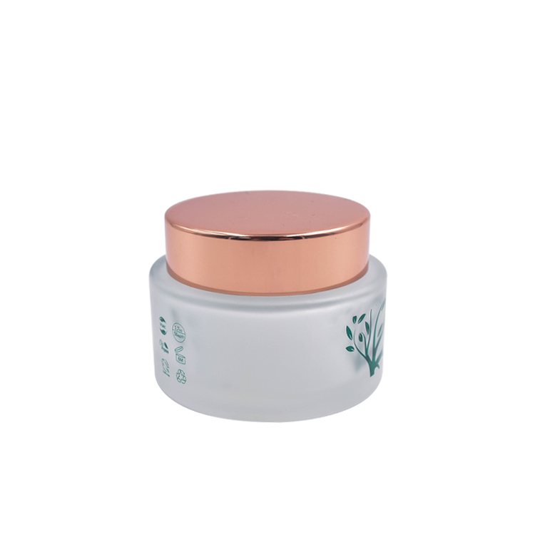skin care cosmetic packaging 30g 50g frosted flat shoulder glass cream jar with  lid