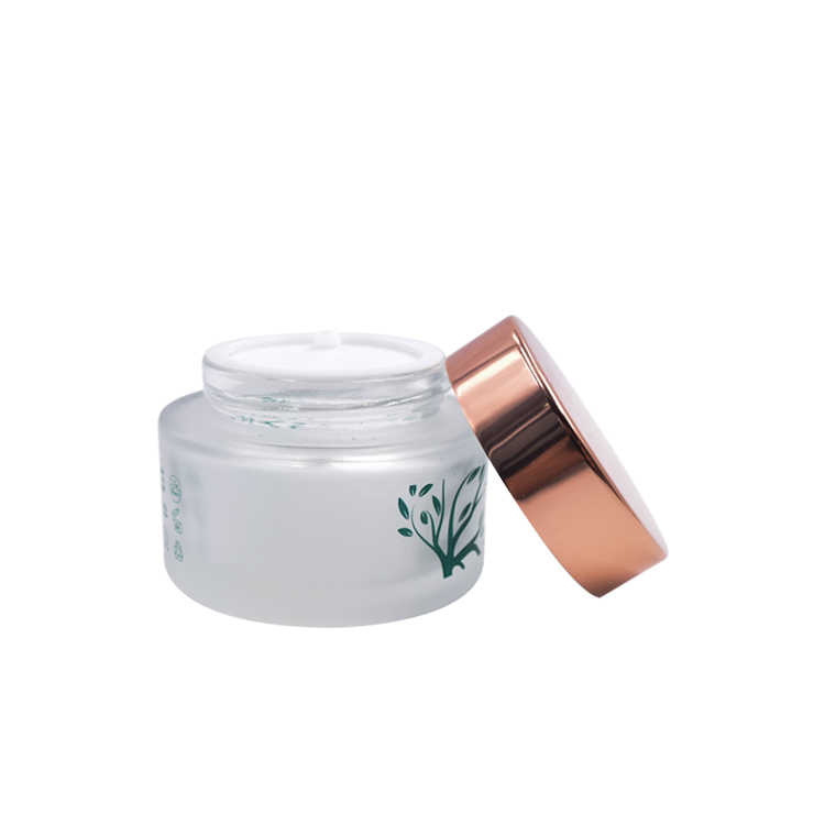 skin care cosmetic packaging 30g 50g frosted flat shoulder glass cream jar with lid