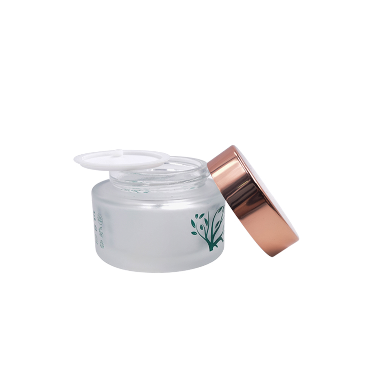 skin care cosmetic packaging 30g 50g frosted flat shoulder glass cream jar with lid