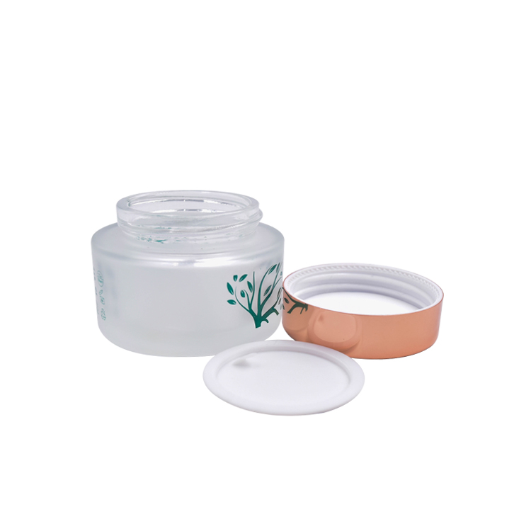 skin care cosmetic packaging 30g 50g frosted flat shoulder glass cream jar with lid
