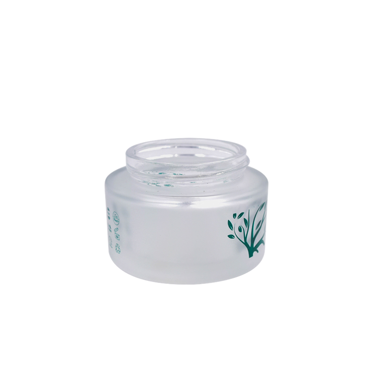 skin care cosmetic packaging 30g 50g frosted flat shoulder glass cream jar with lid