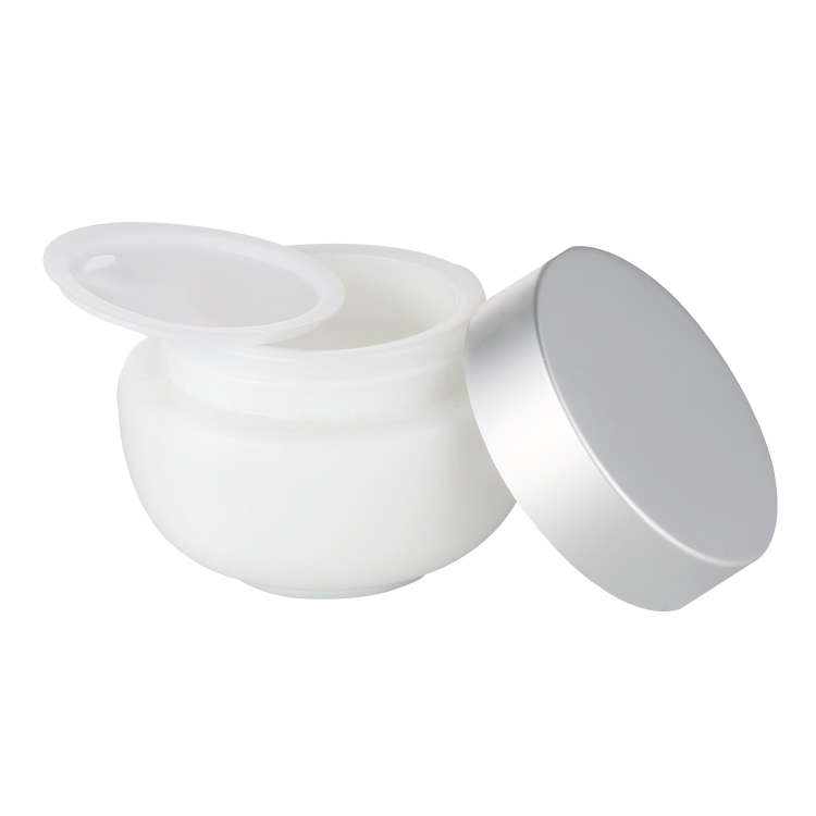 skin care cosmetic packaging 30g 50g white new design round glass jar with aluminum cap