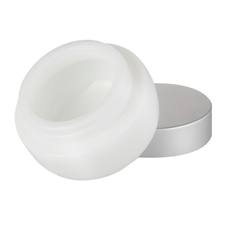 skin care cosmetic packaging 30g 50g white new design round glass jar with aluminum cap