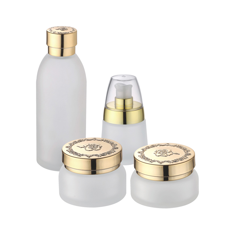 skin care cosmetic packaging fancy luxury 30ml 120ml 30g 50g ceramic cosmetic set bottle and jar with gold top