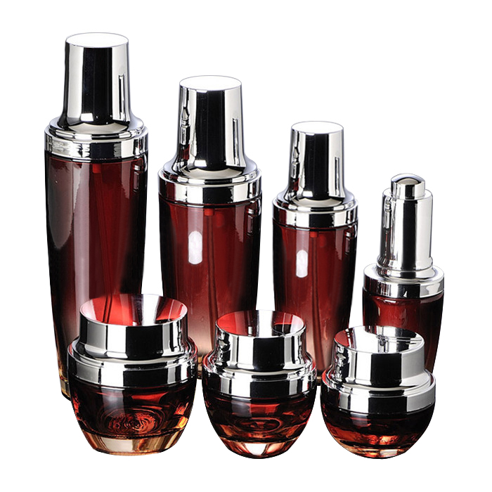 skin care cosmetic packaging fancy shiny fade black 30ml 50ml 100ml 20g 30g 50g cosmetic jar and bottle set with aluminum top