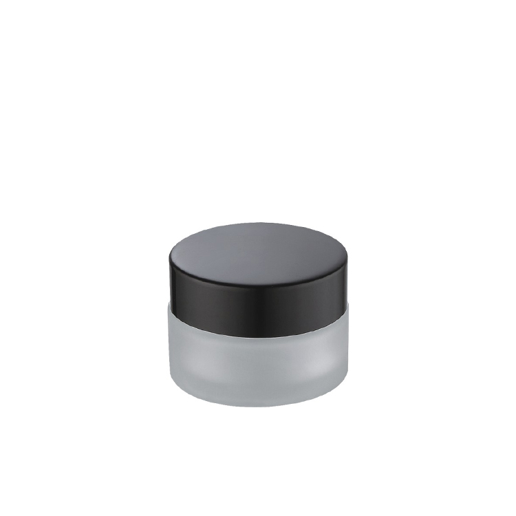 skin care glass container round shape flat shoulder 15g 20g 30g 50g 100g frosted matt jars with black lid