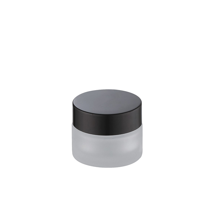 skin care glass container round shape flat shoulder 15g 20g 30g 50g 100g frosted matt jars with black lid