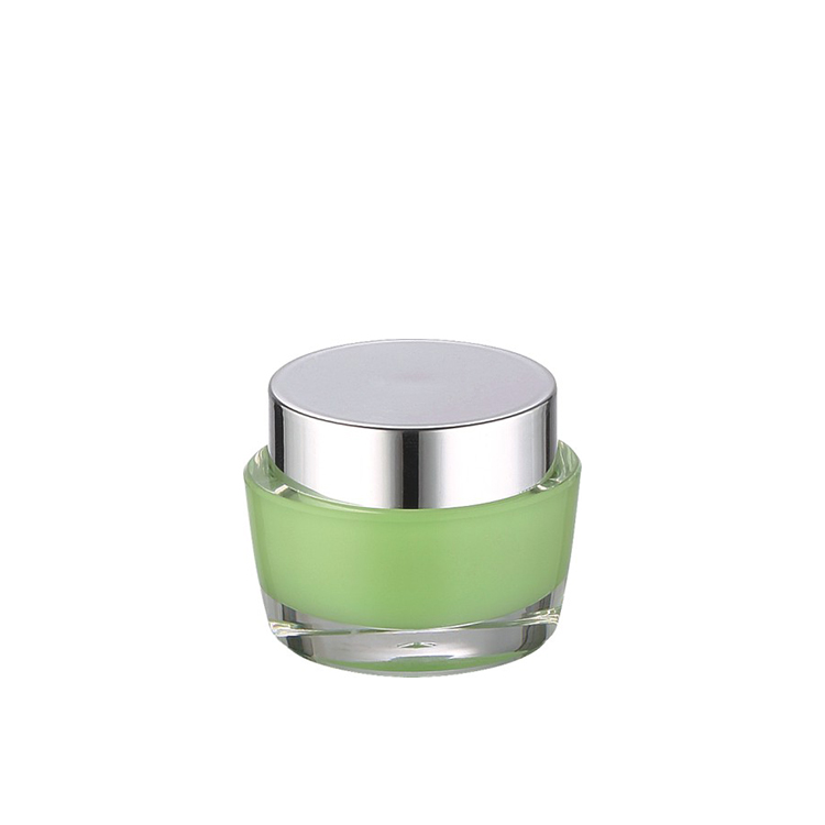 skin care green double wall 15g 30g 50g acrylic cream ointment jar with silver lid
