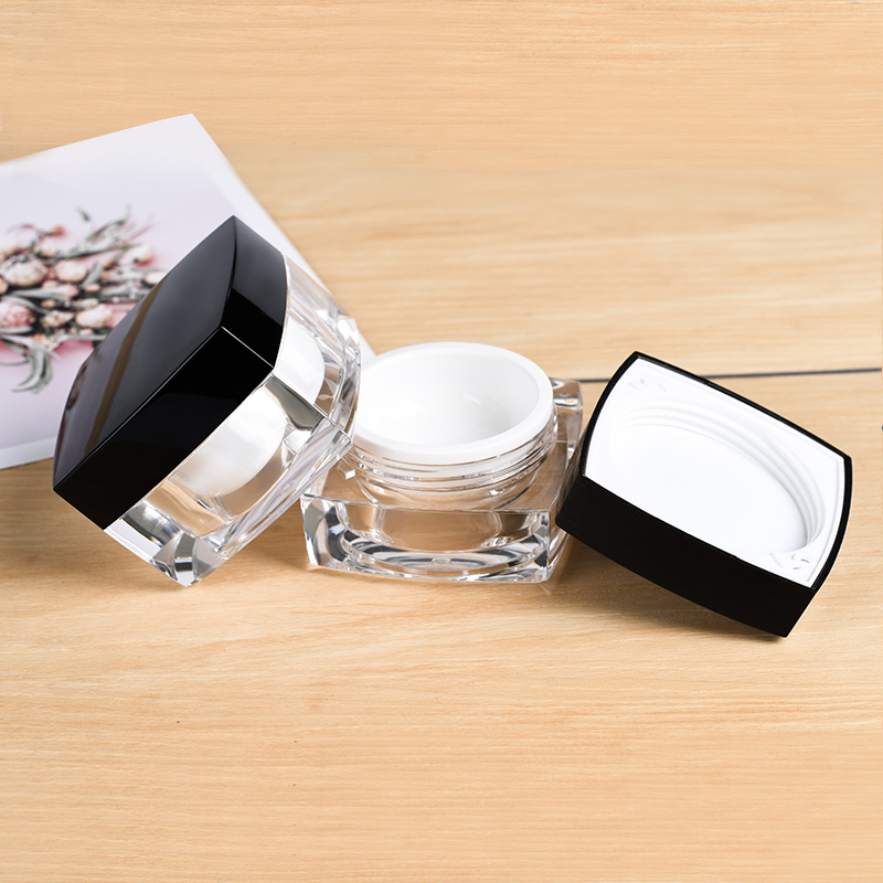 skin care luxury face cream container 5g 10g 15g 30g 50g square white black plastic acrylic cream jar