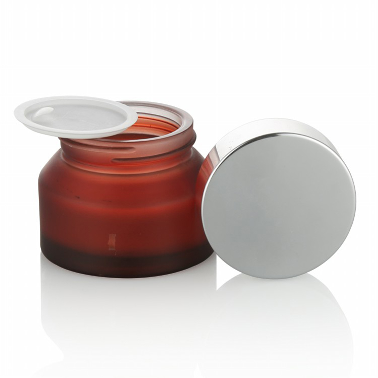 skin care package cosmetic glass jar 50g 30g red frosted glass jar with aluminum lid