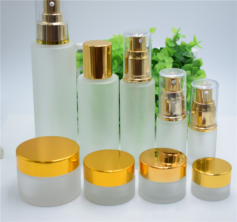skin care packaging 120ml 100ml 80ml 60ml 40ml 30ml 20ml 15ml 50ml 30g 50g 100g empty glass cosmetic bottle and jar series