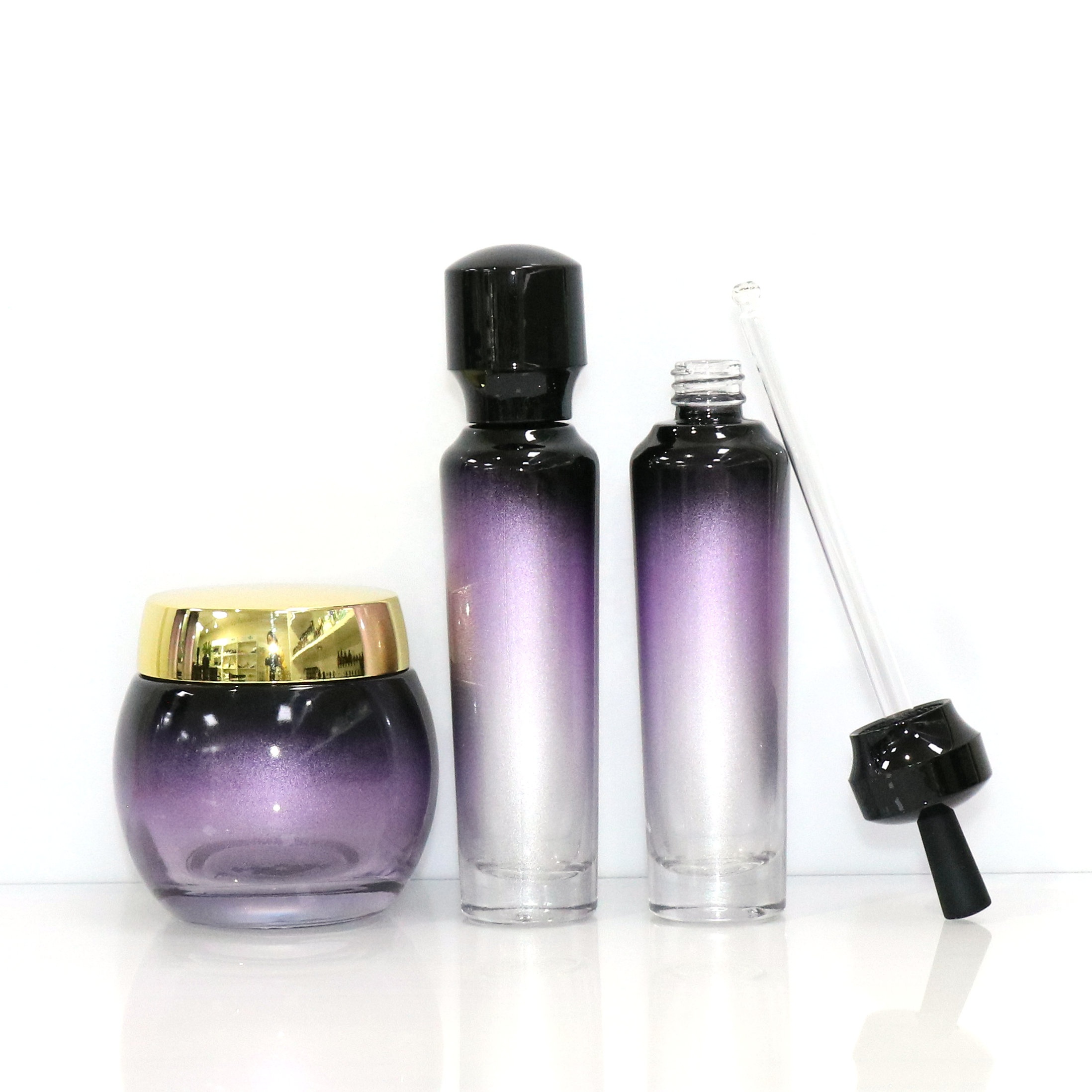 skin care packaging 15ml 30ml 50ml  purple  black olive oil e liquid glass dropper serum bottle unique
