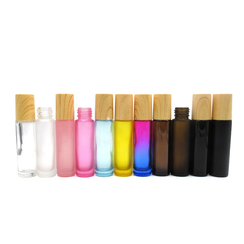 skin care packaging jars wood grain roller bottles essential oil perfume rainbow 10ml roller bottle