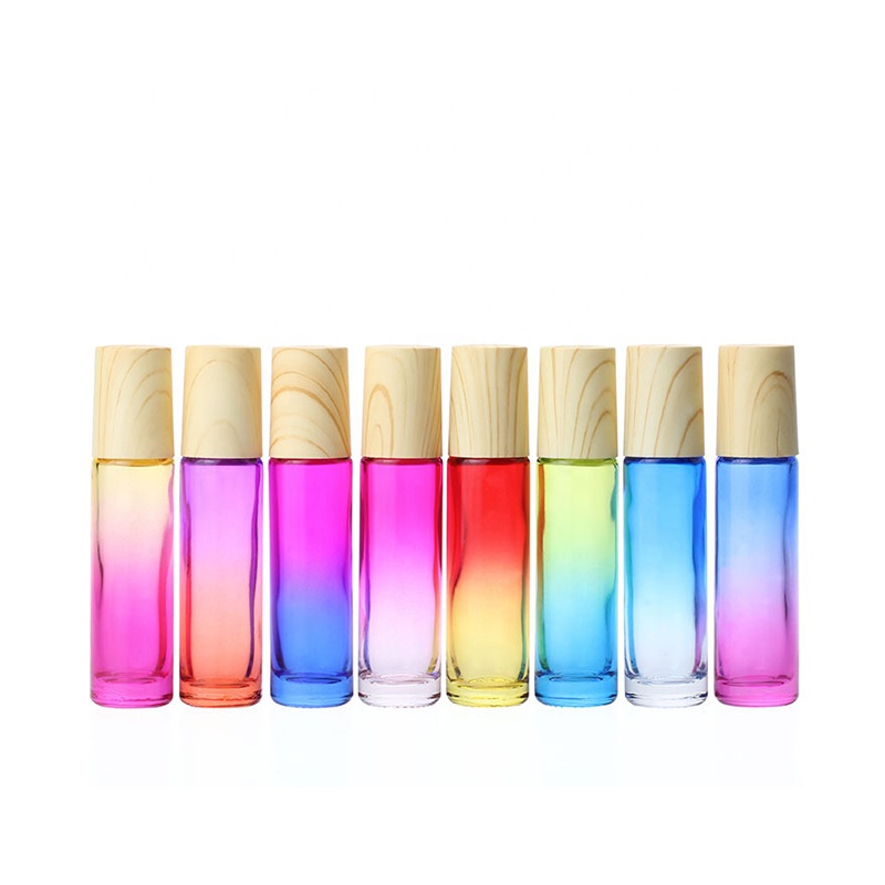 skin care packaging jars wood grain roller bottles essential oil perfume rainbow 10ml roller bottle