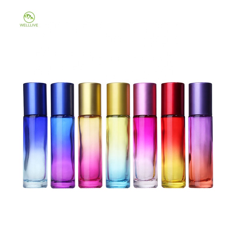 skin care packaging jars wood grain roller bottles essential oil perfume rainbow 10ml roller bottle