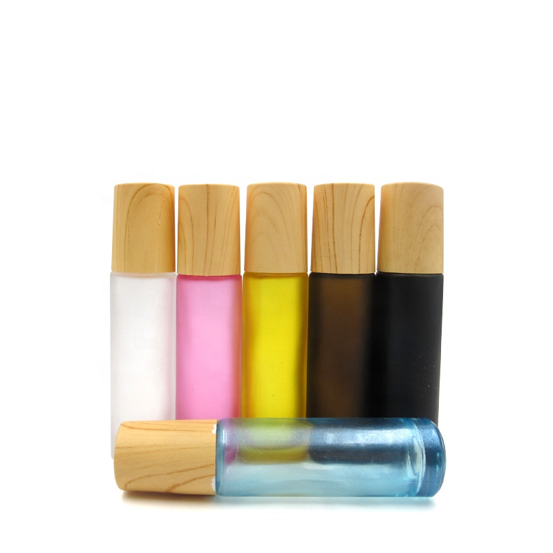 skin care packaging jars wood grain roller bottles essential oil perfume rainbow 10ml roller bottle