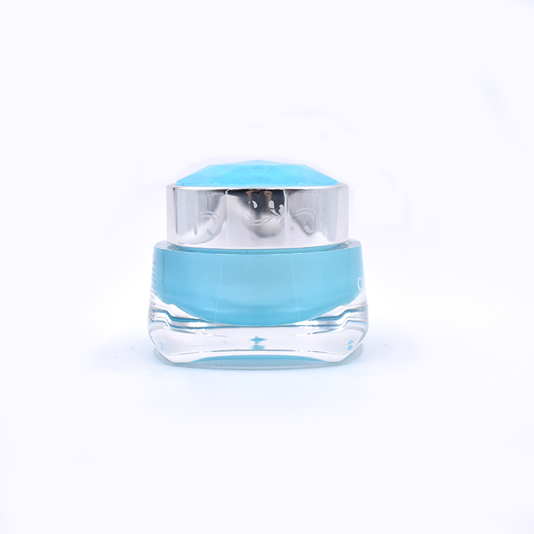skin care round 15g 30g blue acrylic face cream lip balm jar with blue dome lid