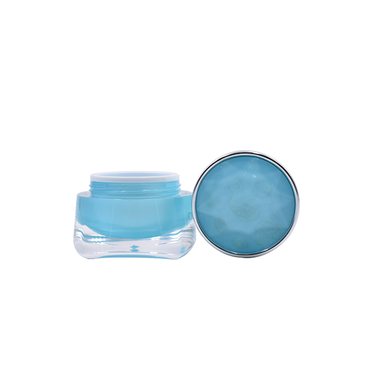 skin care round 15g 30g blue acrylic face cream lip balm jar with blue dome lid