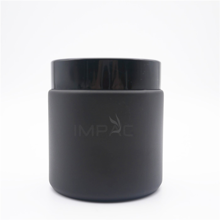 skin gel frosted matt black cream glass jar with PP plastic cap 100ml