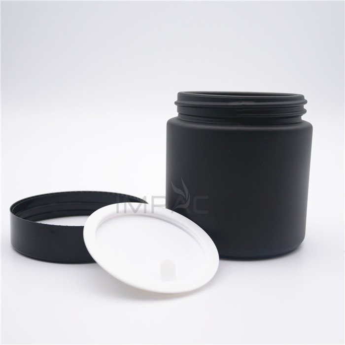 skin gel frosted matt black cream glass jar with PP plastic cap 100ml