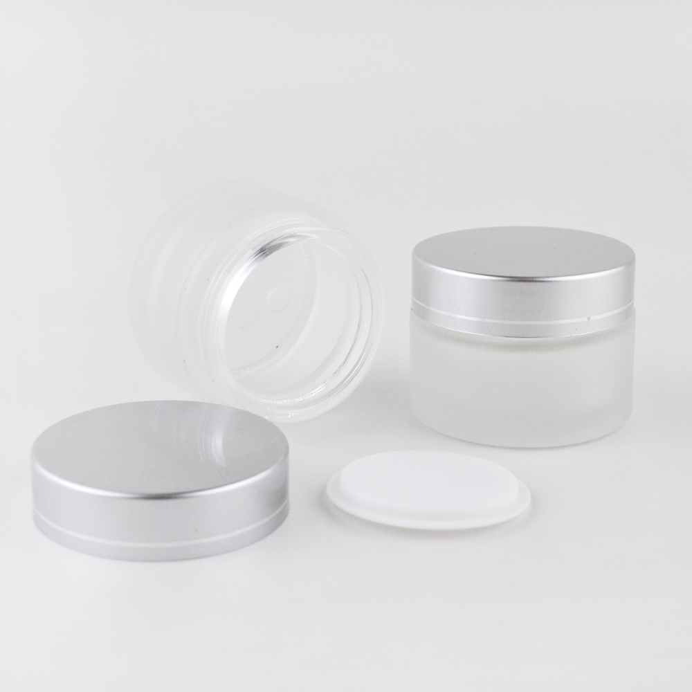 skincare 5 ml 10 ml 15 ml 20 ml 30 ml 50ml 100ml clear coloured glass cosmetic jars with gold and silver aluminium lid