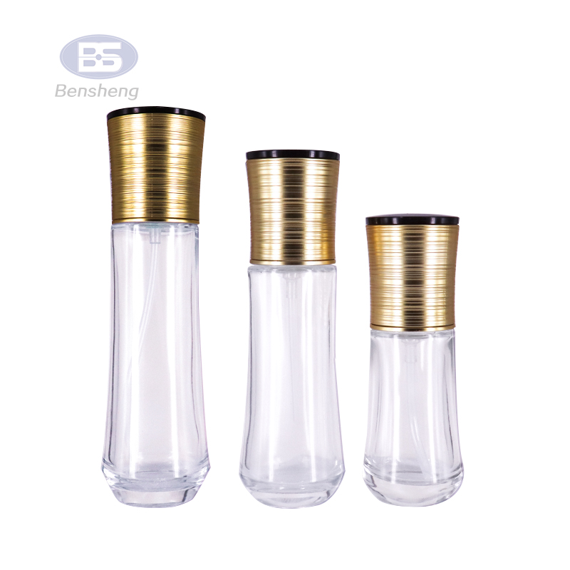 skincare blue glass lotion pump bottles and jars of cosmetic bottle set