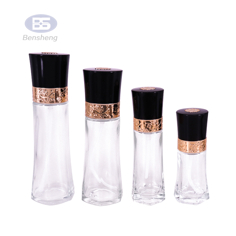 skincare blue glass lotion pump bottles and jars of cosmetic bottle set