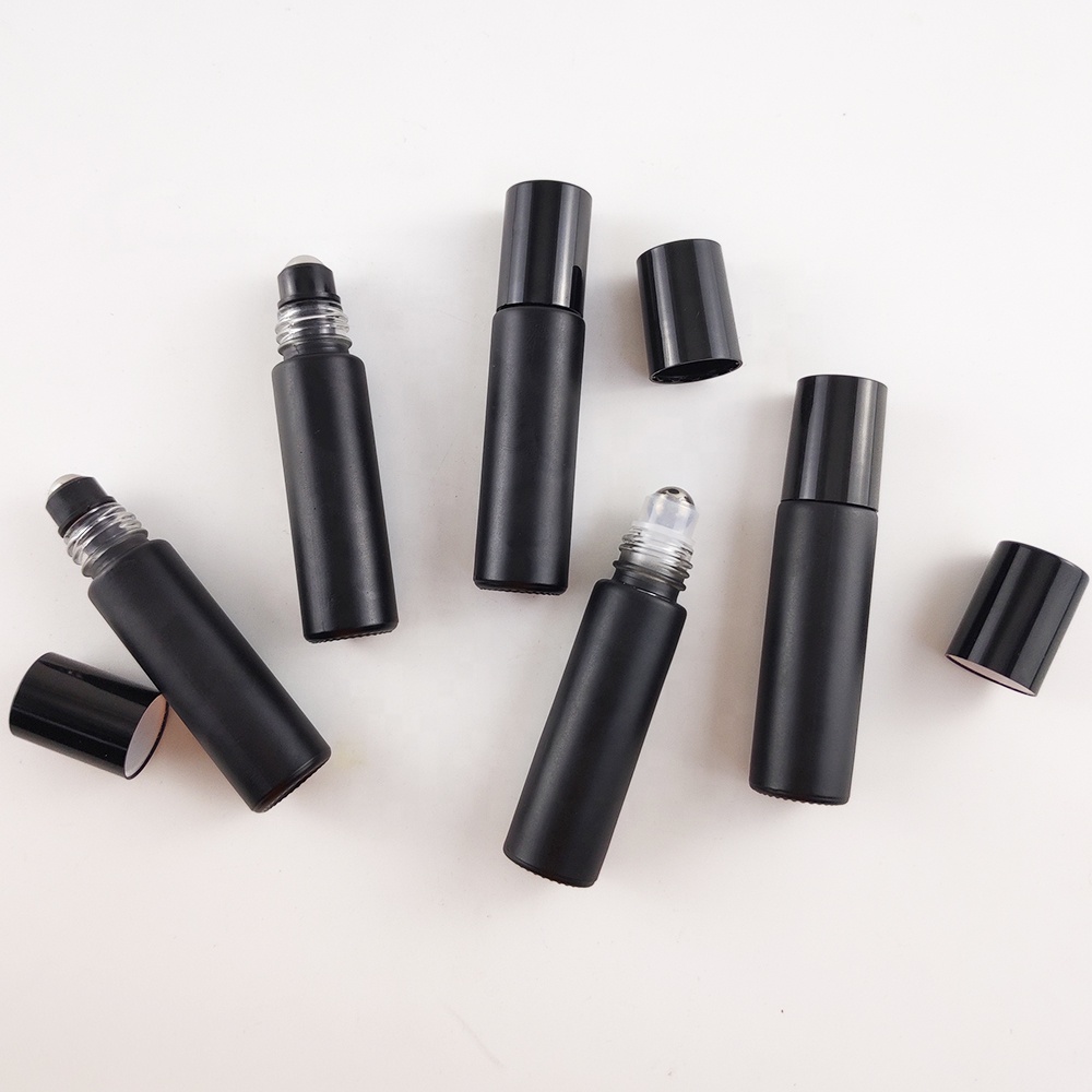 skincare cosmetic packaging 10ml roller bottles for oils 10ml matte black white roll on bottles