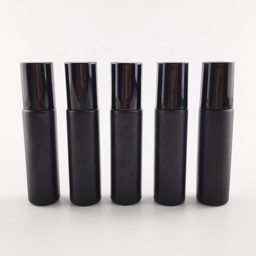skincare cosmetic packaging 10ml roller bottles for oils 10ml matte black white roll on bottles
