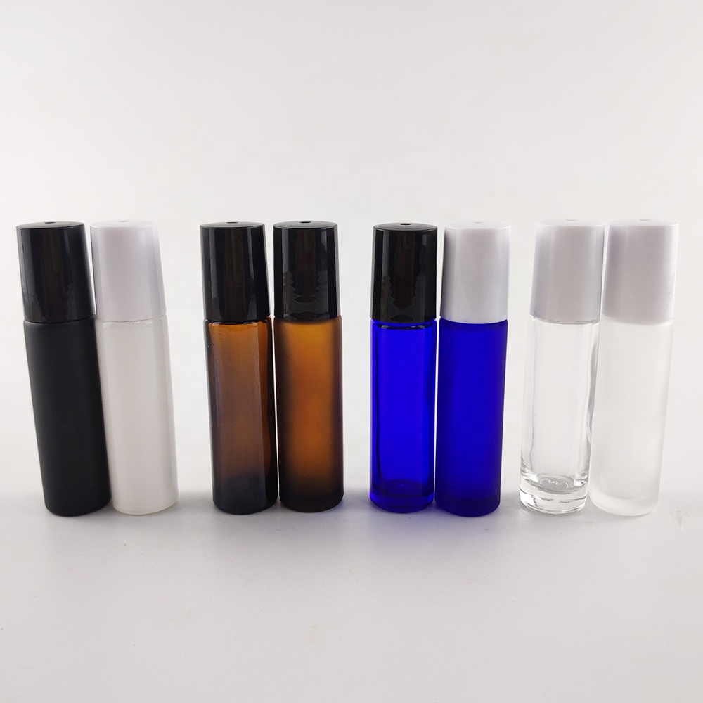 skincare cosmetic packaging 10ml roller bottles for oils 10ml matte black white roll on bottles