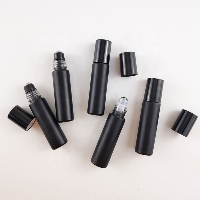 skincare cosmetic packaging 10ml roller bottles for oils 10ml matte black white roll on bottles