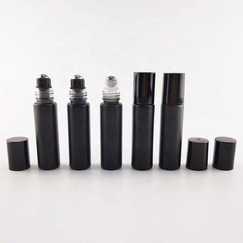 skincare cosmetic packaging 10ml roller bottles for oils 10ml matte black white roll on bottles