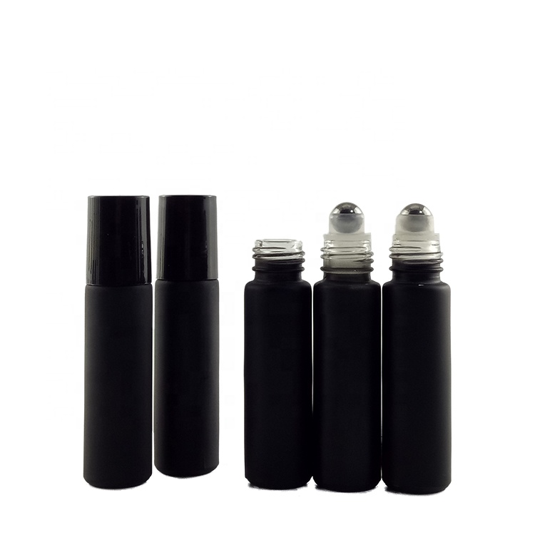 skincare cosmetic packaging 10ml roller bottles for oils 10ml matte black white roll on bottles