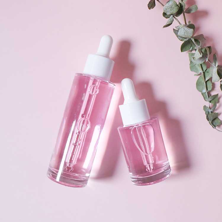 skincare use cosmetic glass dropper bottle flat shoulder 15ml 30ml 60ml