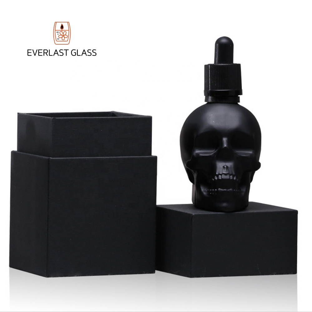 skull matte black oil dropper bottle 30 ml glass dropper bottle 1oz dropper bottle christmas  gift box