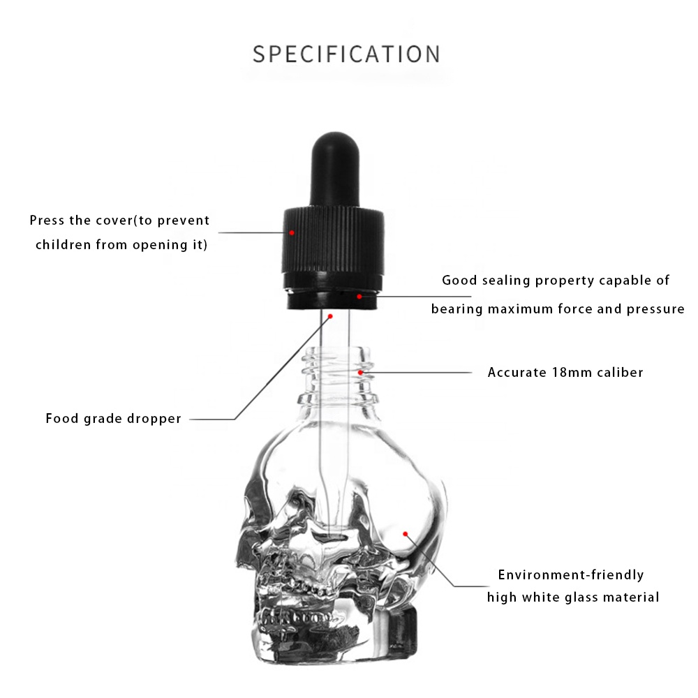 skull matte black oil dropper bottle 30 ml glass dropper bottle 1oz dropper bottle christmas gift box