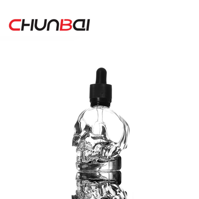 skull shape glass dropper bottle for e-juice 30ml 60ml and 120ml