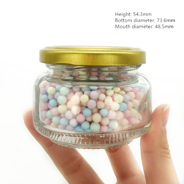 small 100ml round clear glass jar for caviar with metal lid
