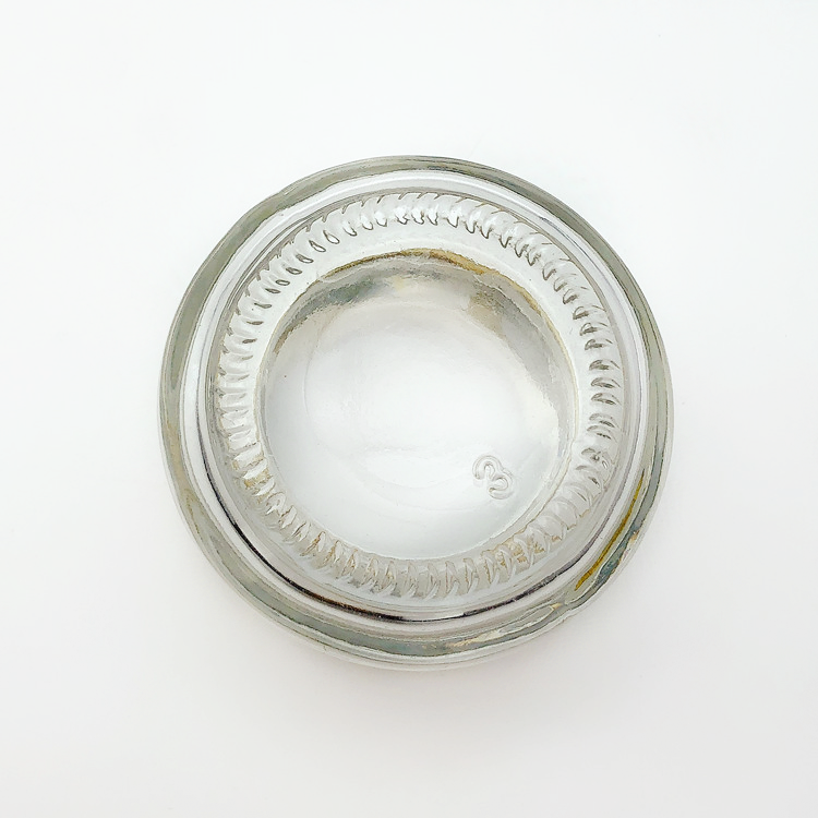 small 100ml round clear glass jar for caviar with metal lid