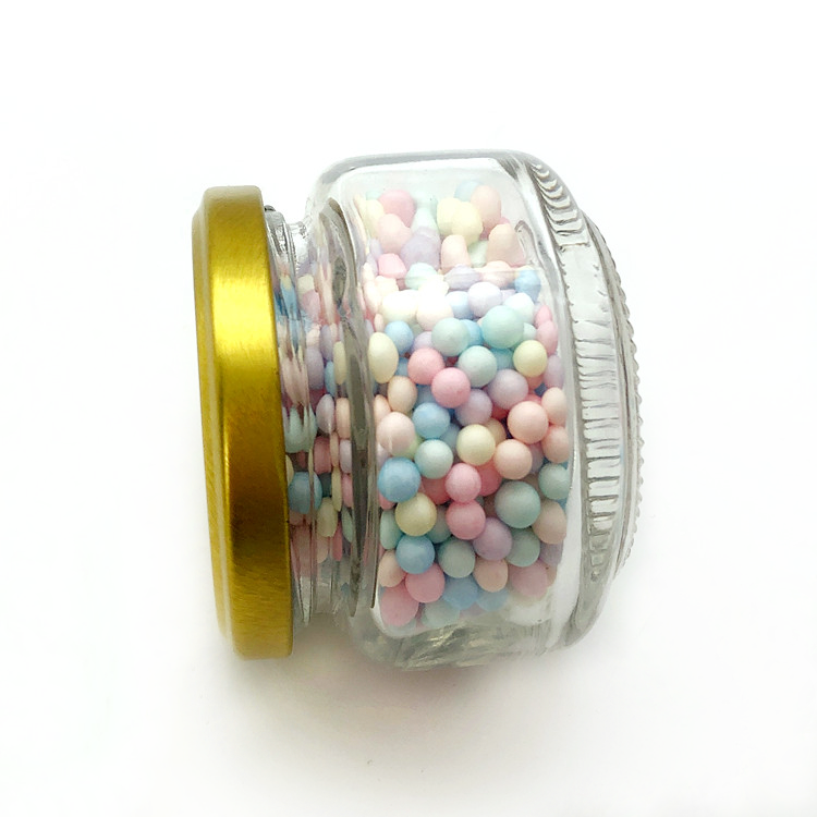 small 100ml round clear glass jar for caviar with metal lid