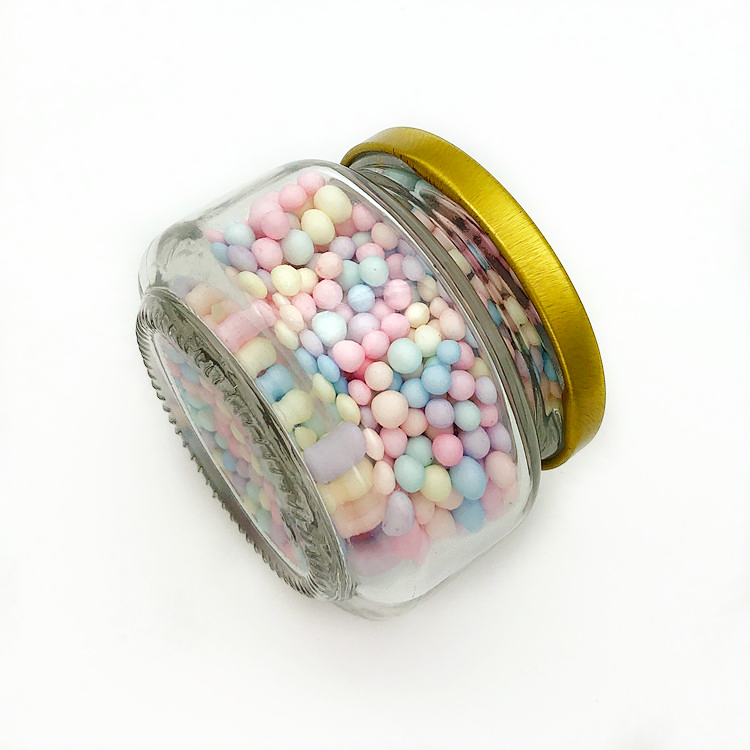 small 100ml round clear glass jar for caviar with metal lid