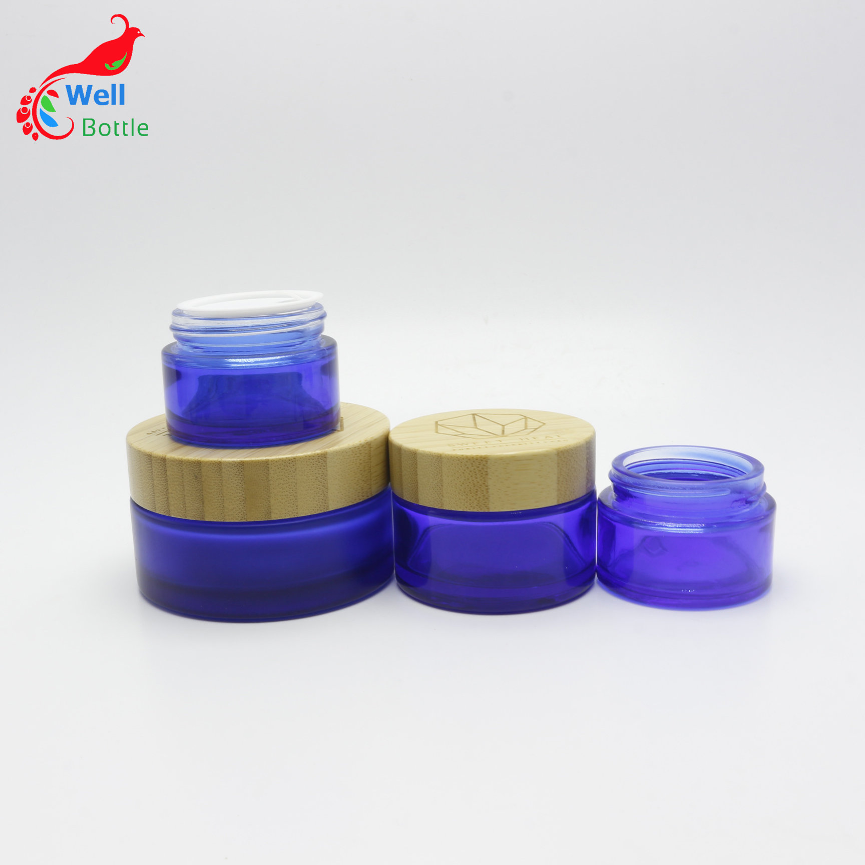 small 5ml glass jar matte CBD skin matte blue bottle cosmetic face cream glass jar with logo J072E
