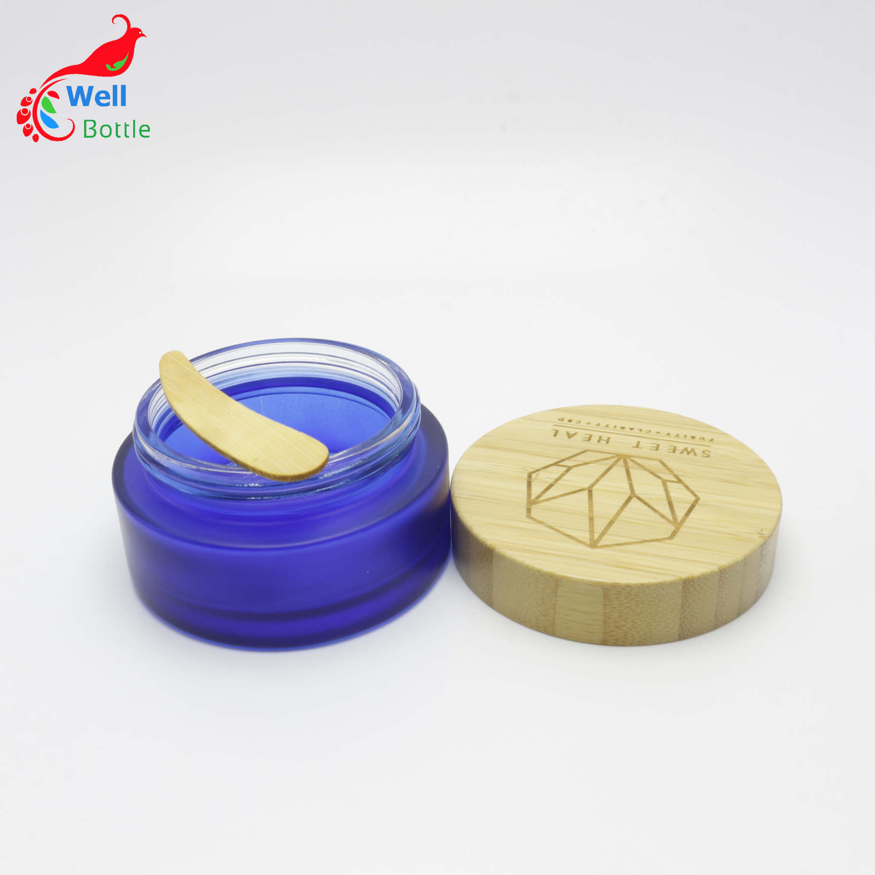 small 5ml glass jar matte CBD skin matte blue bottle cosmetic face cream glass jar with logo J072E