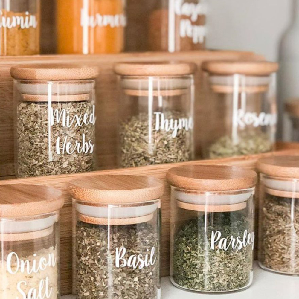 small airtight glass jars / vintage storage jars / clear glass container