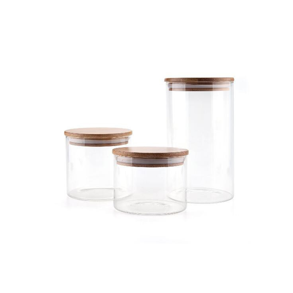 small airtight glass jars / vintage storage jars / clear glass container