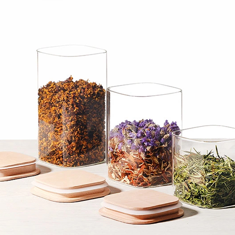 small airtight glass jars / vintage storage jars / clear glass container