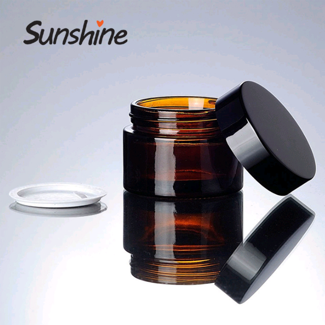 small amber jar empty cosmetic glass containers for facial cream