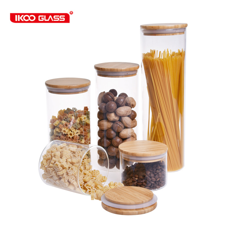 small borosilicate glass jar with bamboo lid