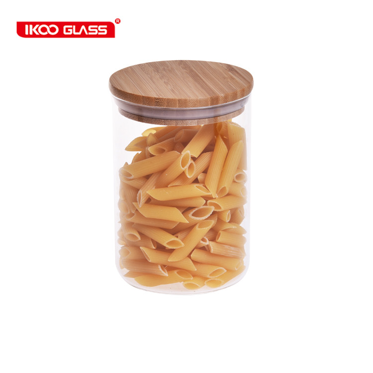 small borosilicate glass jar with bamboo lid