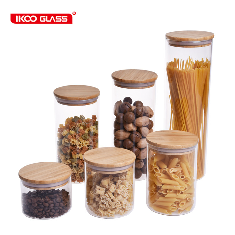 small borosilicate glass jar with bamboo lid